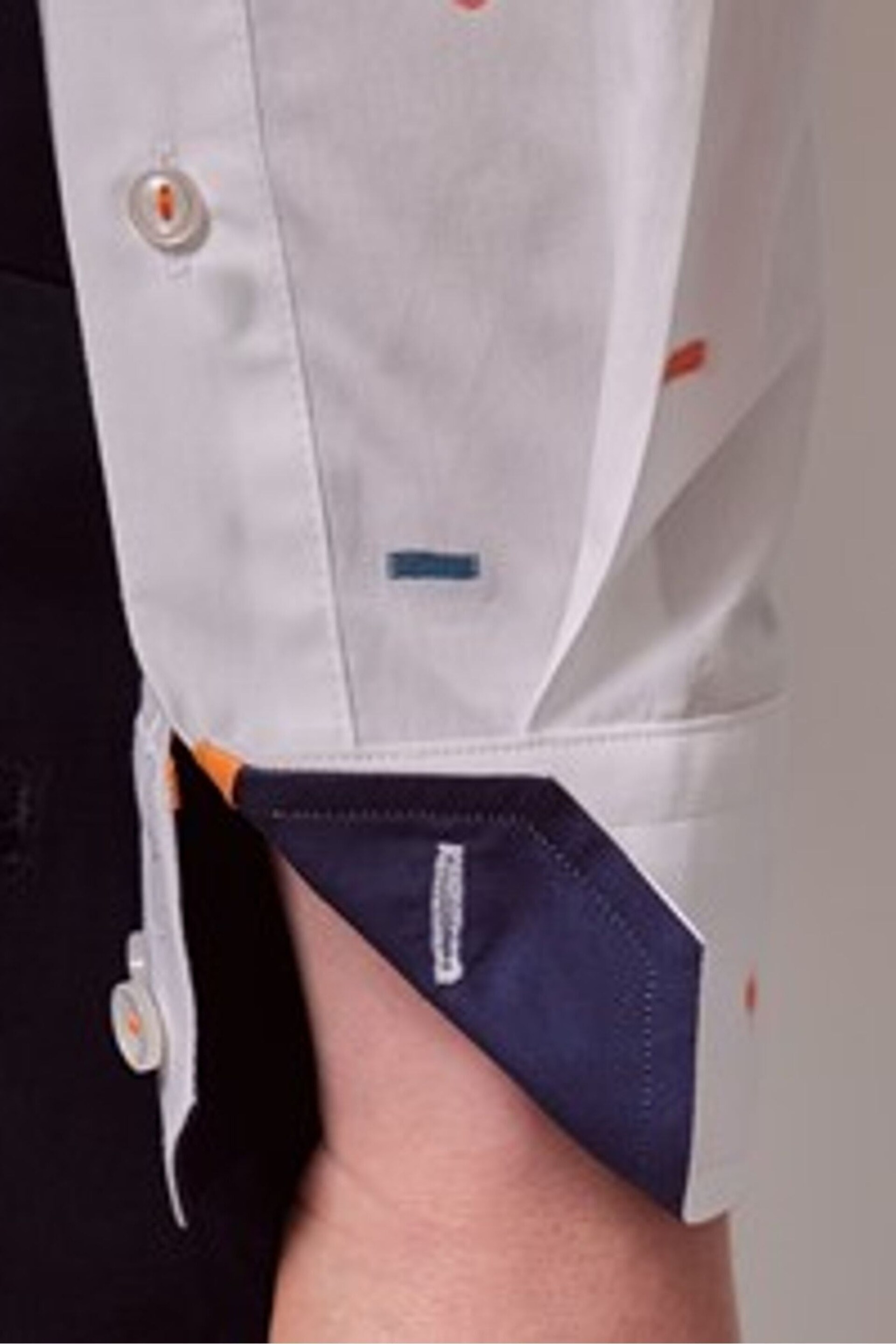 Hawes & Curtis Slim Dobby Dash Low Collar White Shirt With Contrast Detail - Image 5 of 6