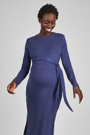 JoJo Maman Bébé Blue Ribbed Jersey Maternity Dress - Image 3 of 5