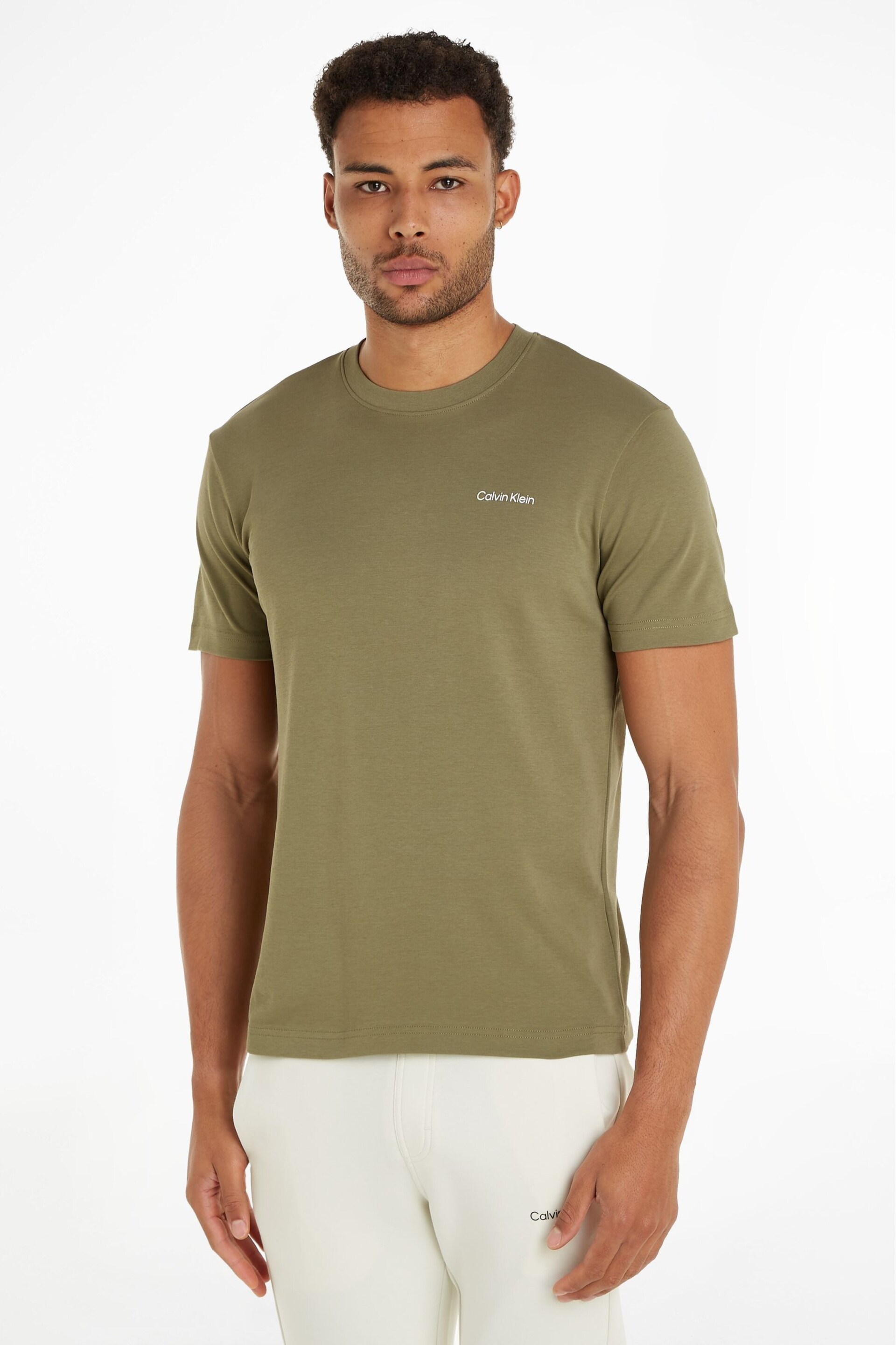 Calvin Klein Green Micro Logo Interlock T-Shirt - Image 1 of 5