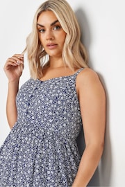 Yours Curve Blue Navy Ditsy Floral Print Strappy Sundress - Image 4 of 5