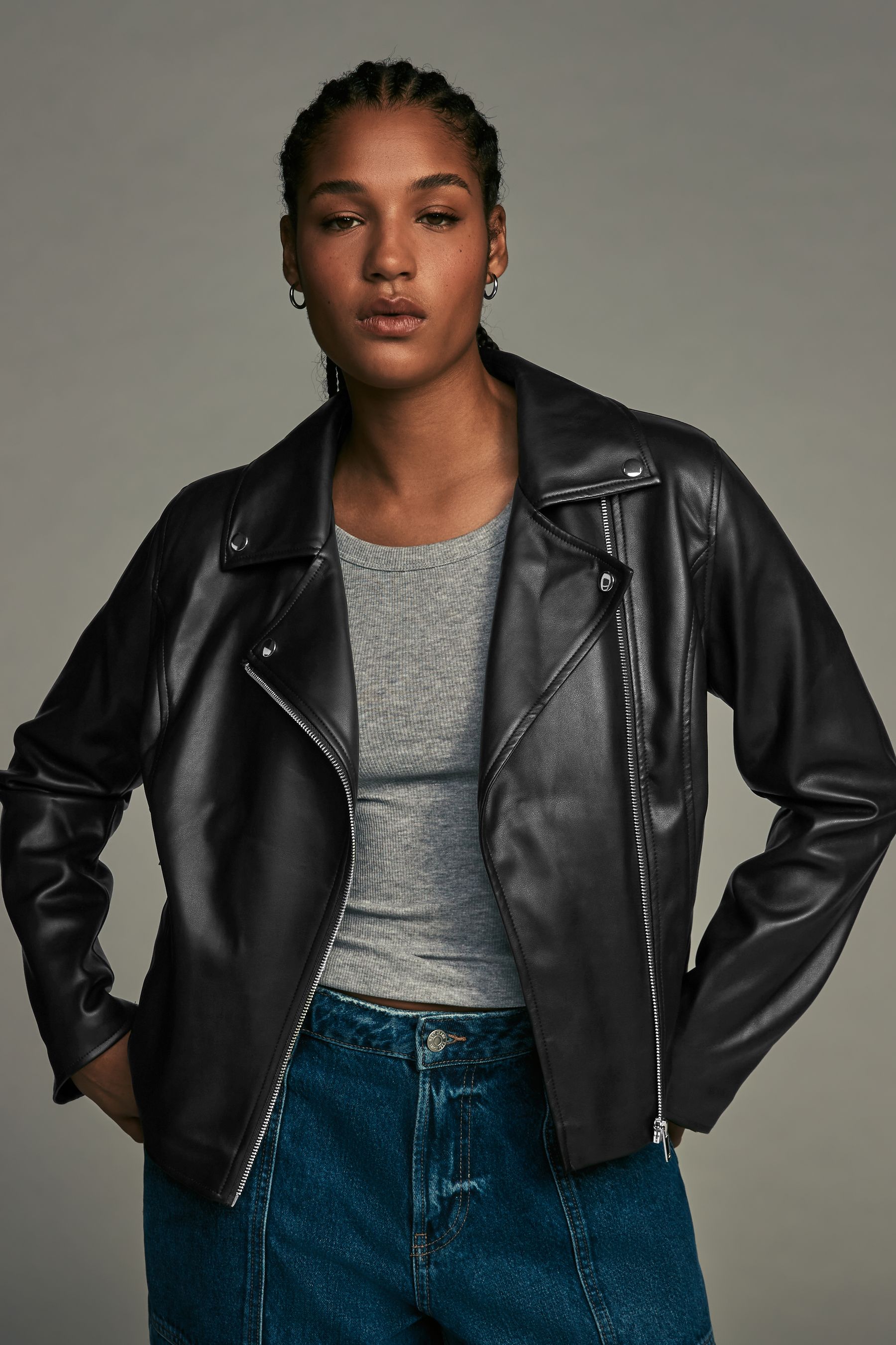 Buy Black Faux Leather Fuller Bust Jacket from the Next UK online shop