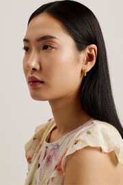 Ted Baker Off White Frill Trim Floral Cotton Linen Off Top - Image 4 of 5