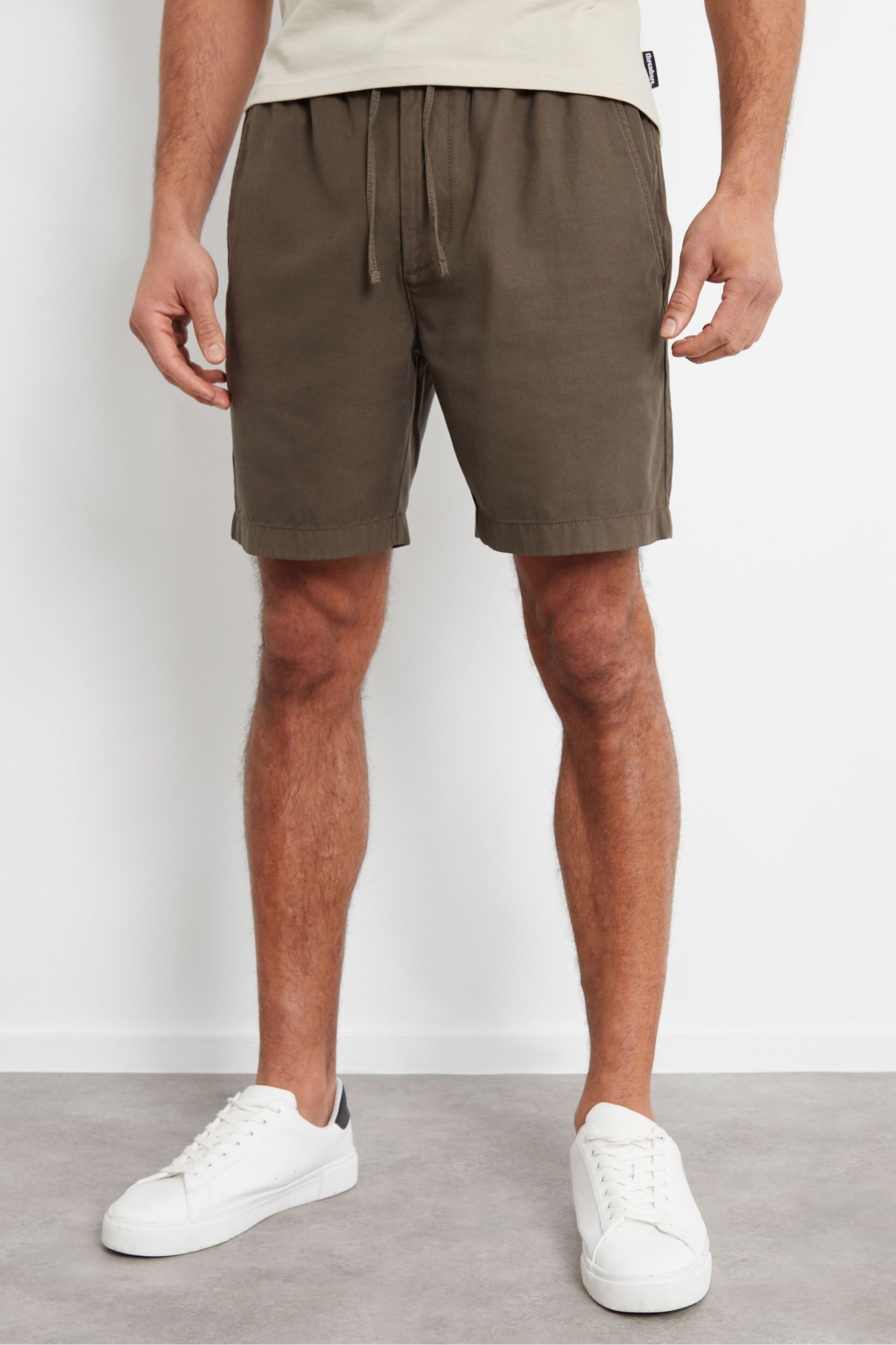 Threadbare Chocolate Cotton Lyocell Jogger Style Shorts - Image 1 of 4