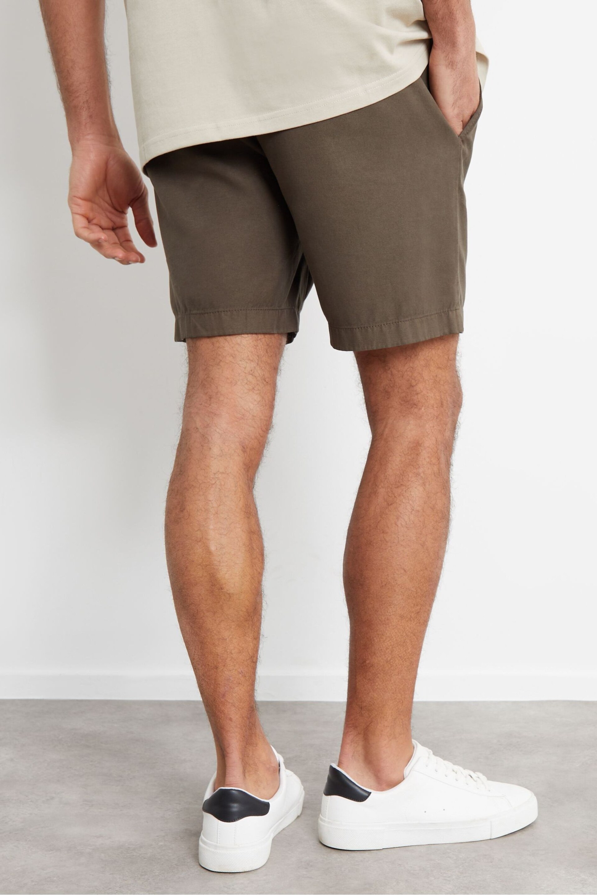 Threadbare Chocolate Cotton Lyocell Jogger Style Shorts - Image 2 of 4