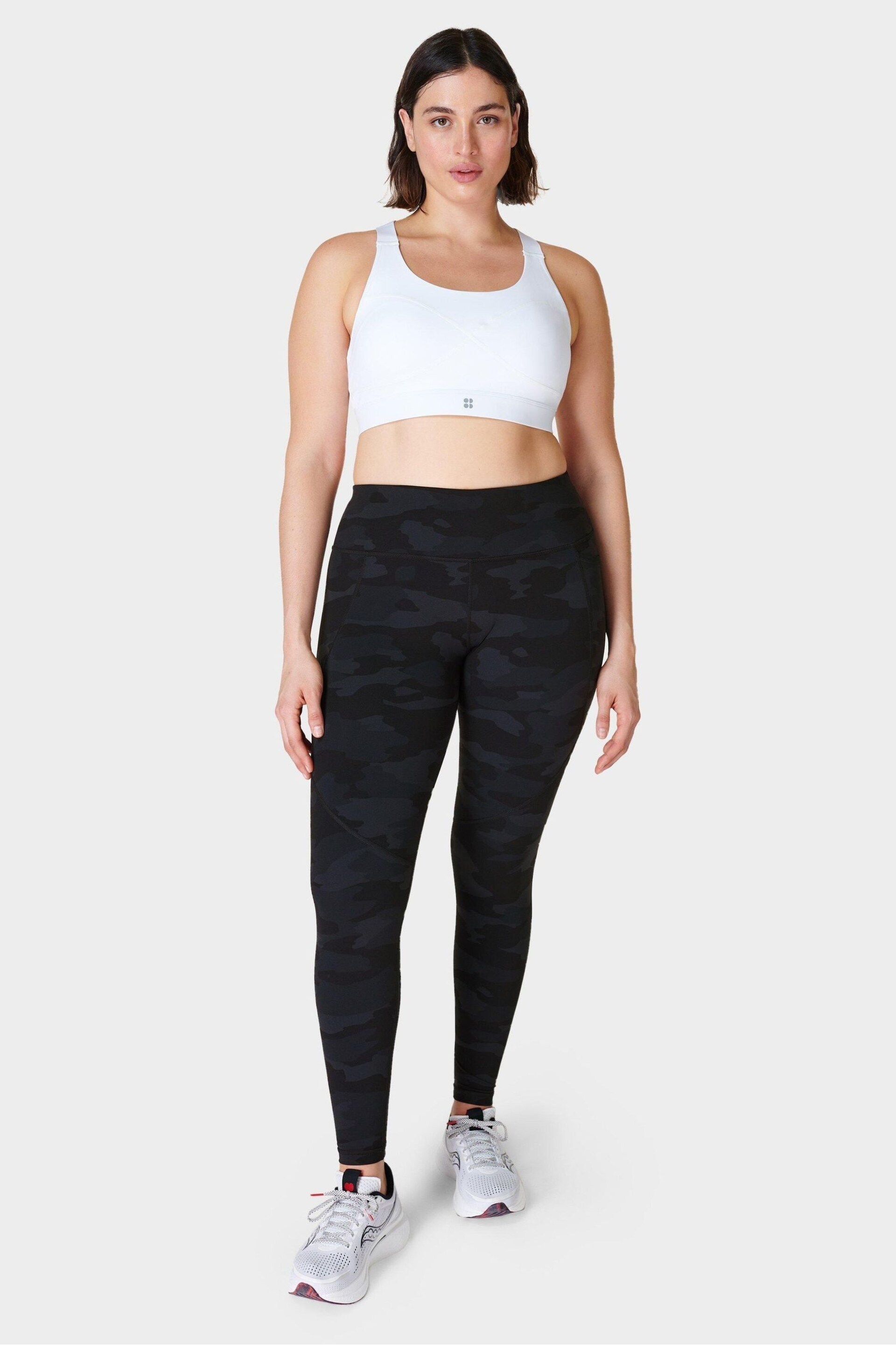 Sweaty Betty Ultra Black Camo Print Full Length Power Workout Leggings - Image 3 of 10