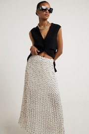 River Island White Polka Dot Pleated Midi Skirt - Image 2 of 4