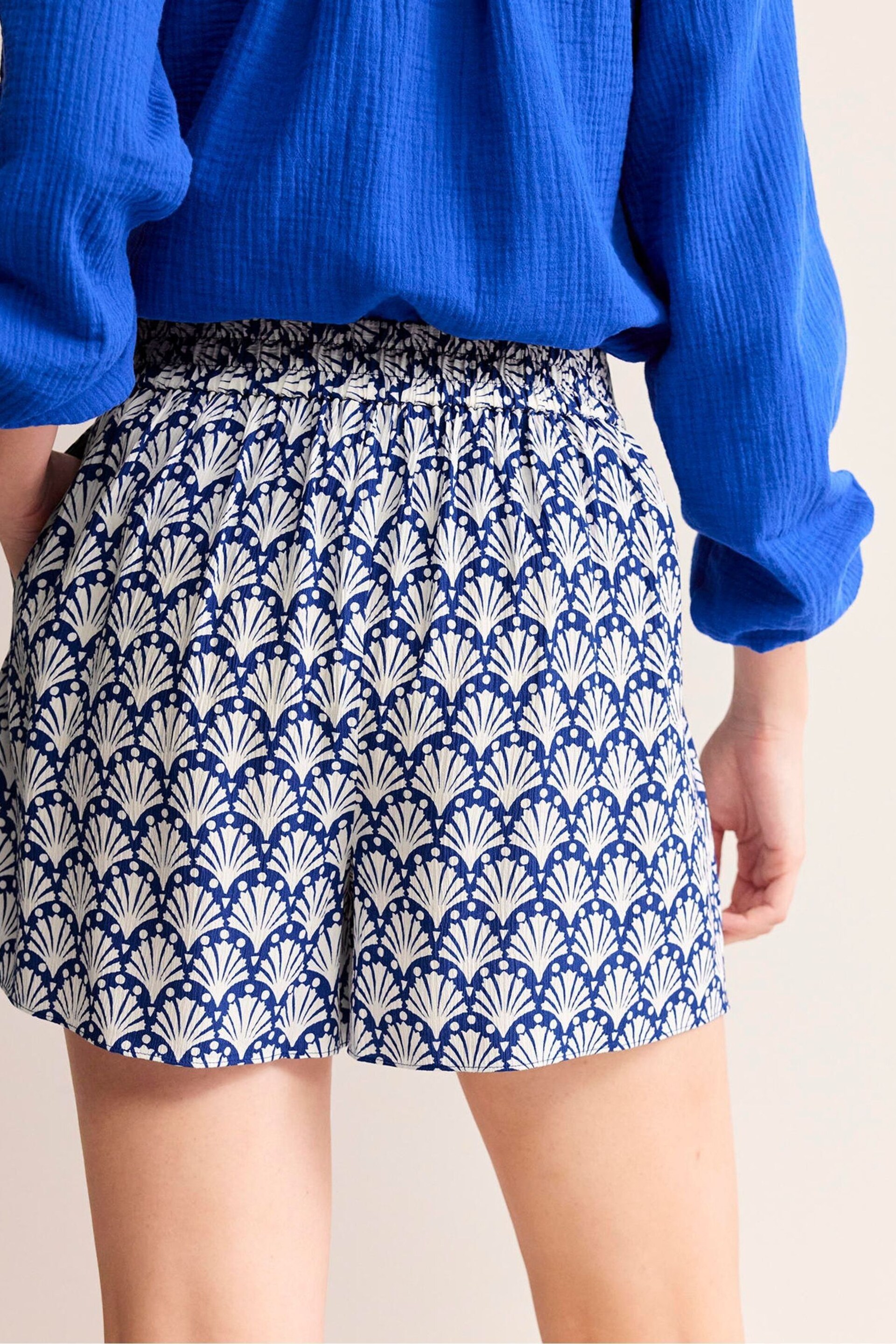 Boden Blue Crinkle Shorts - Image 3 of 5