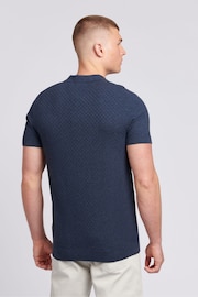 U.S. Polo Assn. Mens Regular Fit Blue Texture Knit Polo Shirt - Image 4 of 7