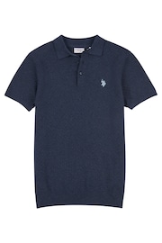 U.S. Polo Assn. Mens Regular Fit Blue Texture Knit Polo Shirt - Image 5 of 7