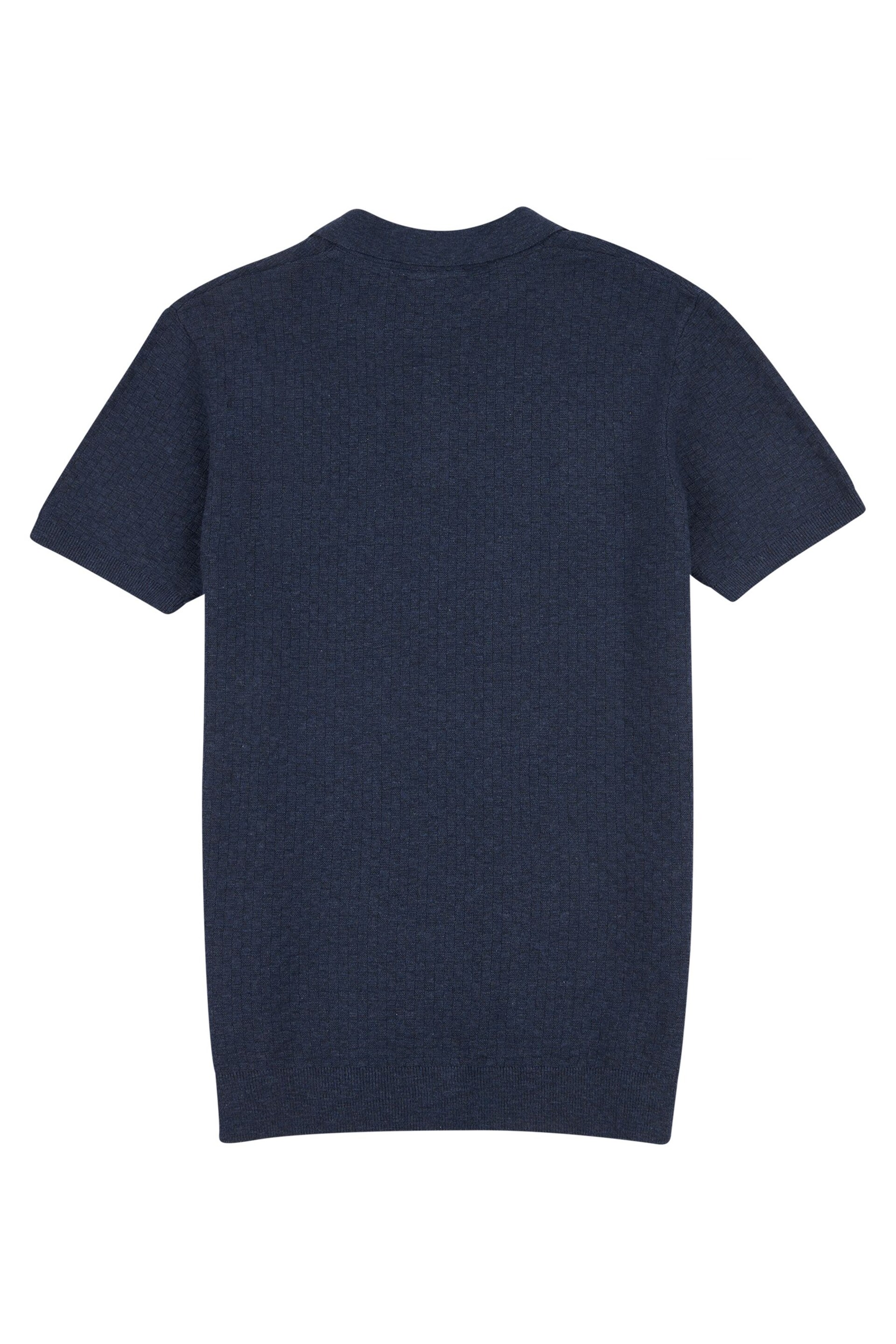 U.S. Polo Assn. Mens Regular Fit Blue Texture Knit Polo Shirt - Image 6 of 7