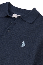 U.S. Polo Assn. Mens Regular Fit Blue Texture Knit Polo Shirt - Image 7 of 7