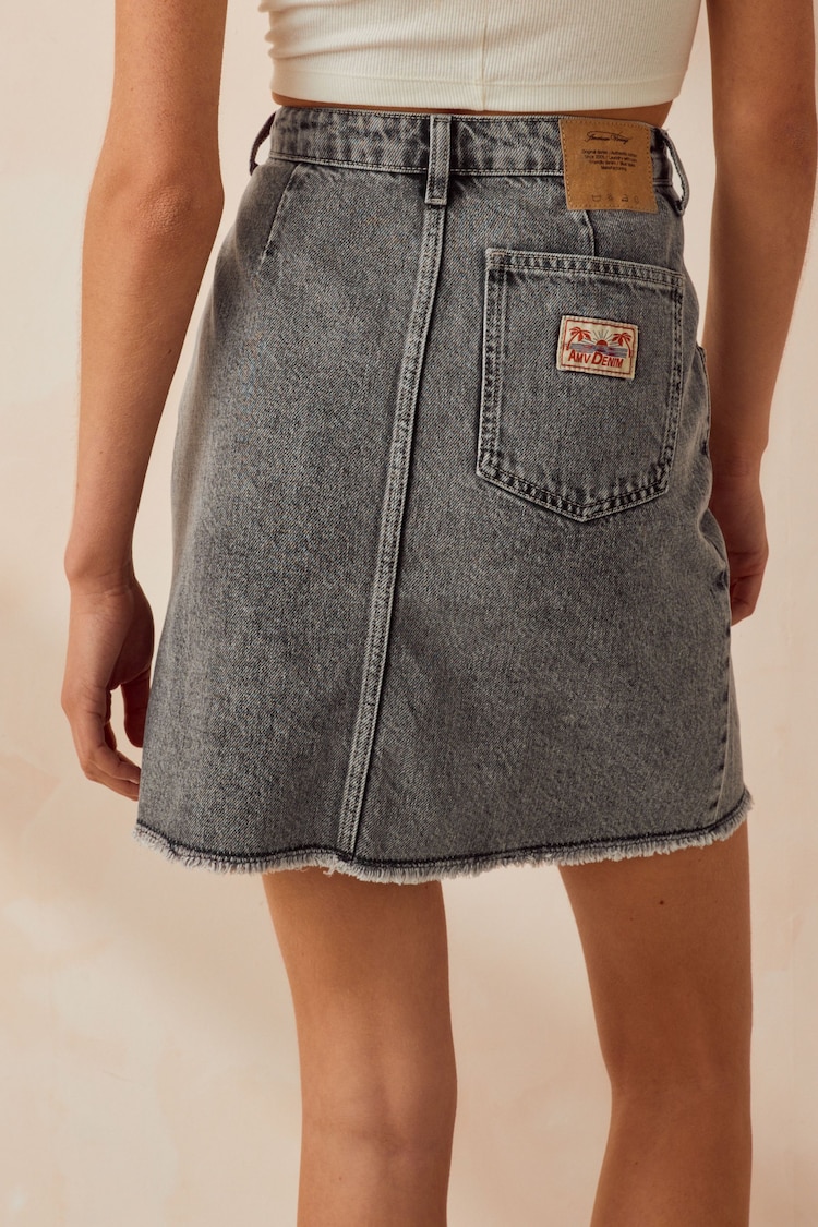 American Vintage Grey Yopday Denim Mini 100% Cotton Skirt - Image 2 of 4