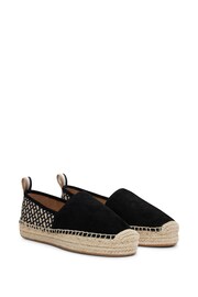 BOSS Black Suede Slip-On Espadrilles With Embroidered Monograms - Image 3 of 4