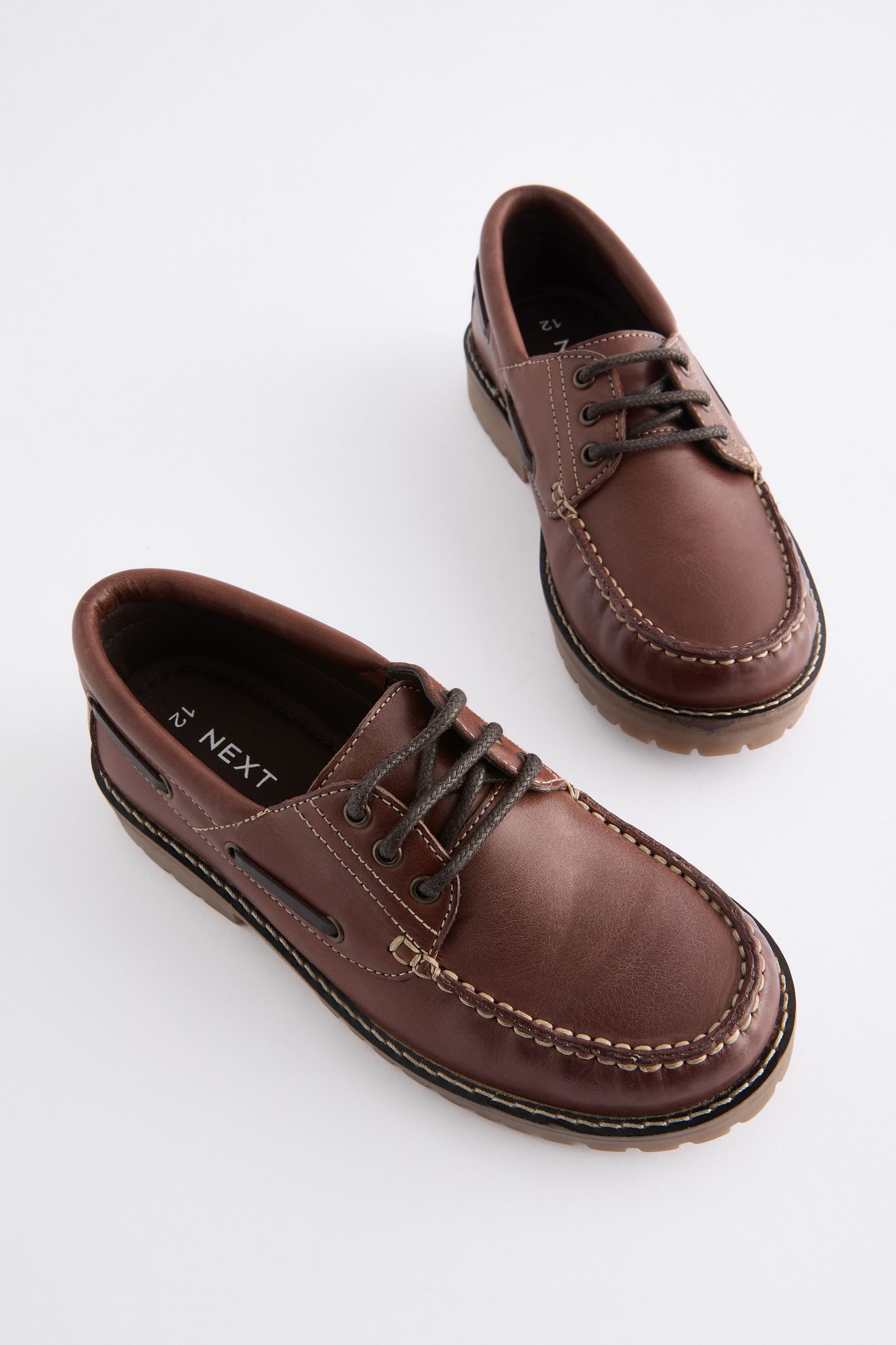 Buy Chocolate Brown Leather Boat Shoes from Next Austria