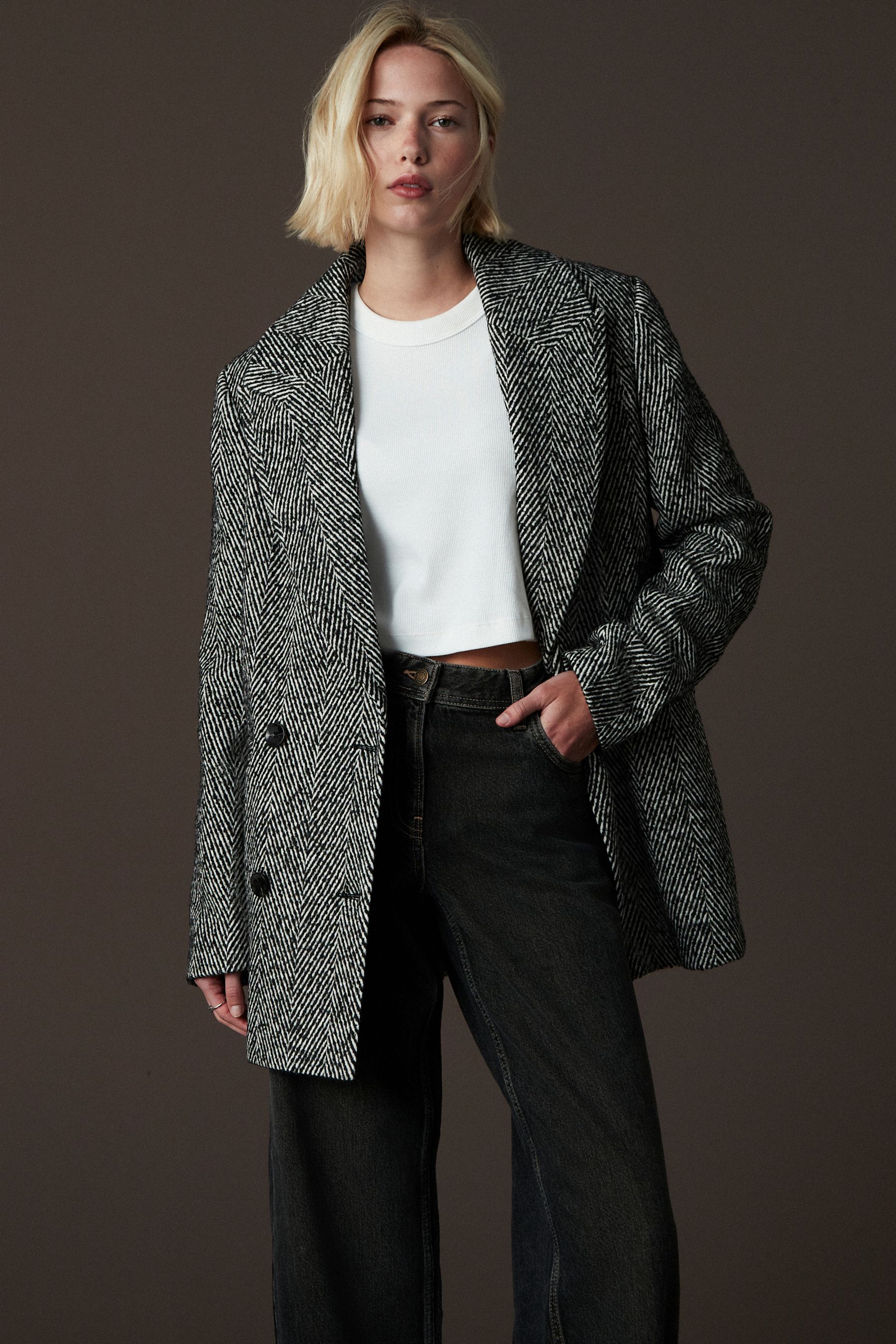 Buy Black White Blazer Coat from Next Ireland