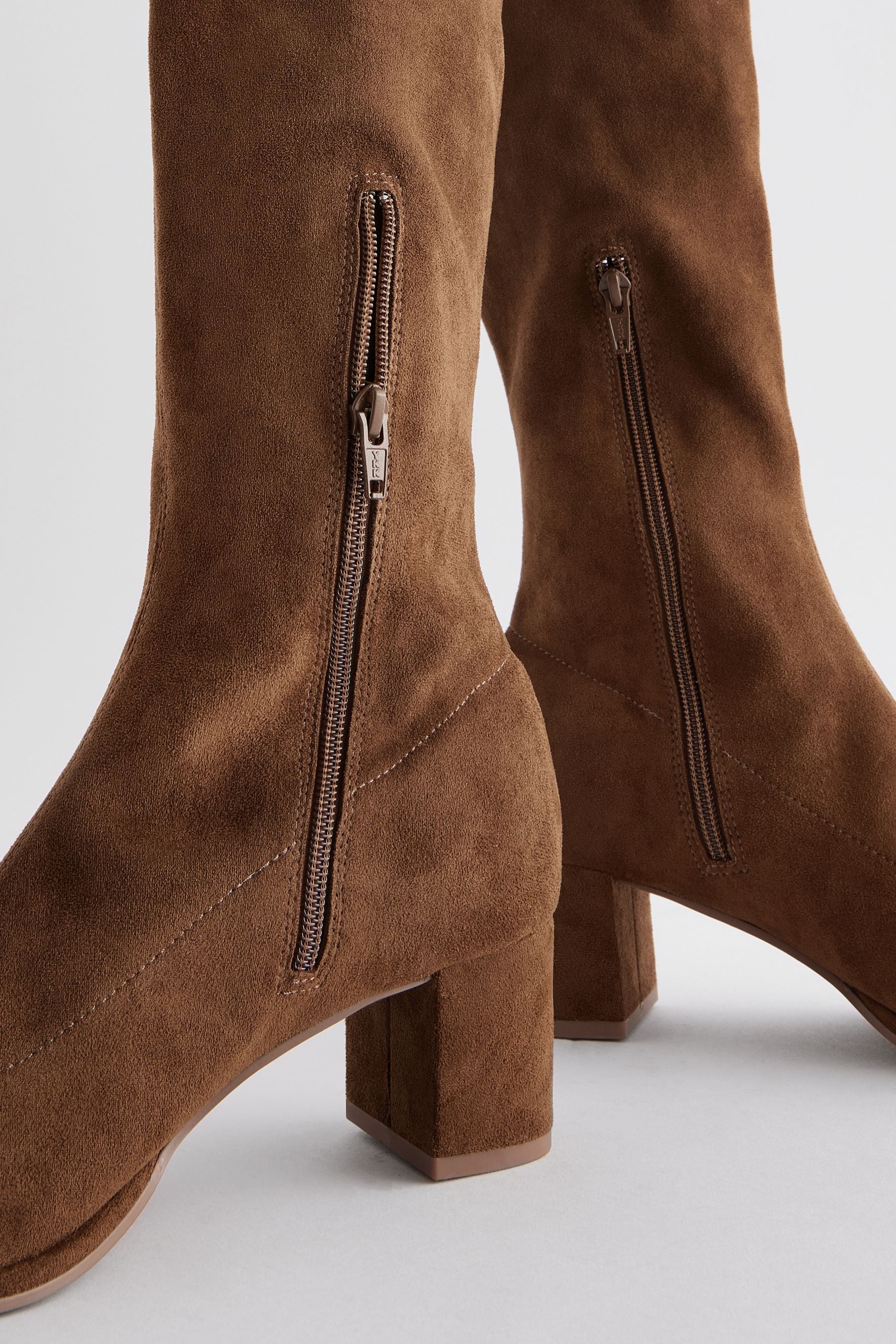 Wide fit tan knee high boots on sale