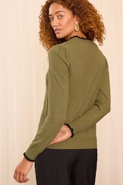 Love & Roses Olive Green Fine Gauge High Neck Jumper - Image 4 of 4