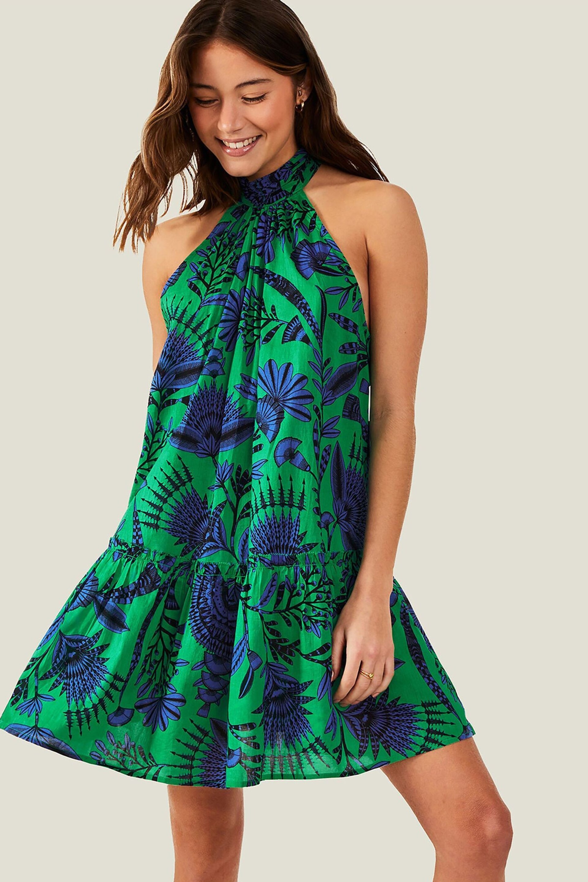 Accessorize Green Fan Halter Dress - Image 1 of 4