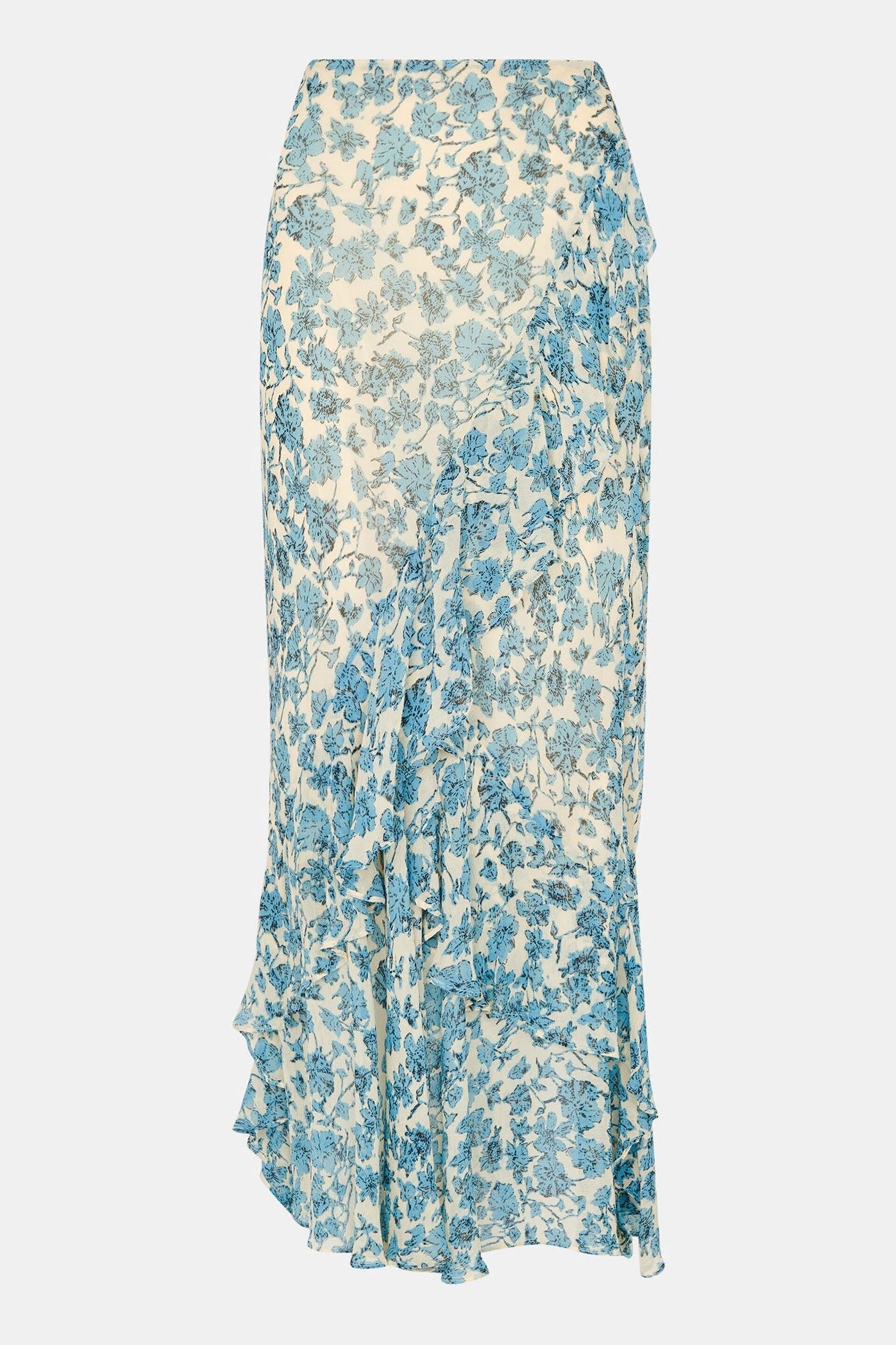 Whistles Blue Shaded Floral Midi Skirt - Image 5 of 5
