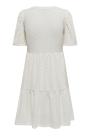 JDY White Textured Summer Short Sleeve Dress - Image 5 of 5