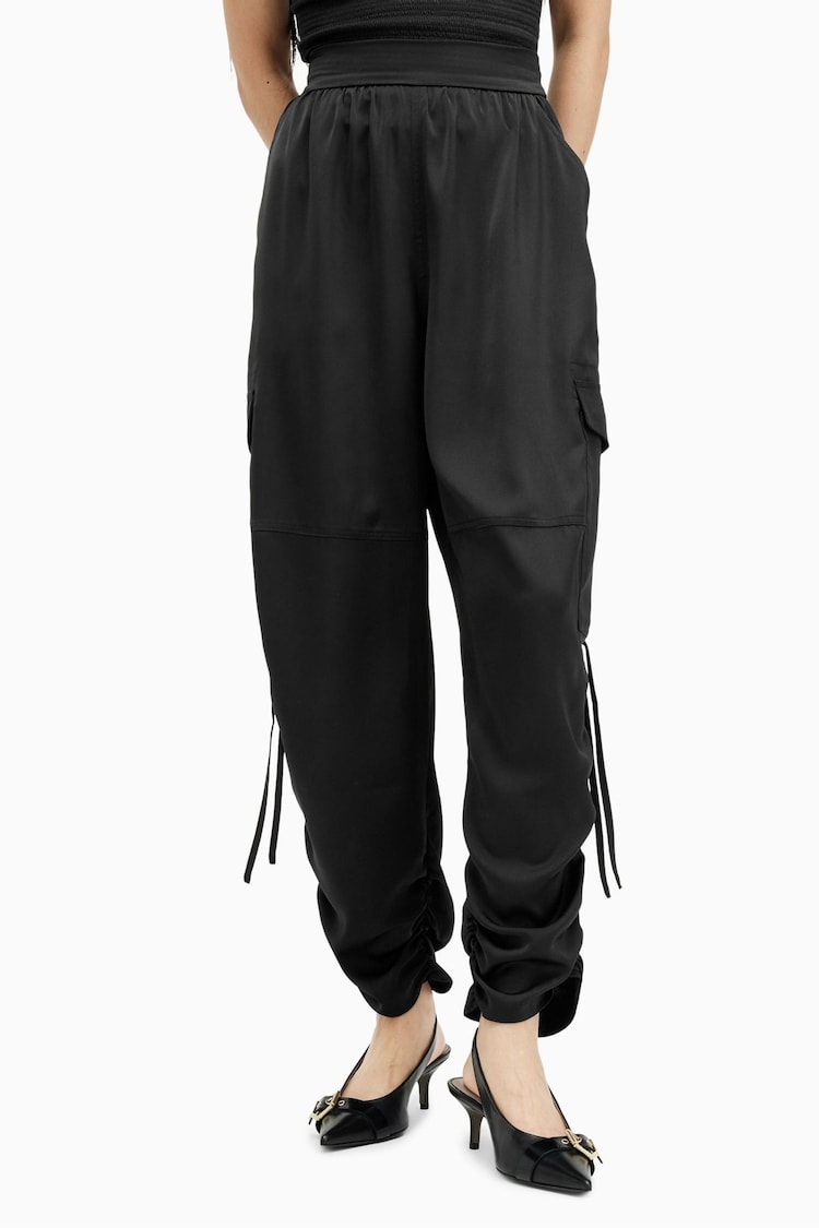 AllSaints Black Kaye Trousers - Image 1 of 7