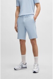 BOSS Light Blue Slim-Fit Shorts in Water-Repellent Easy-Iron Fabric - Image 1 of 5