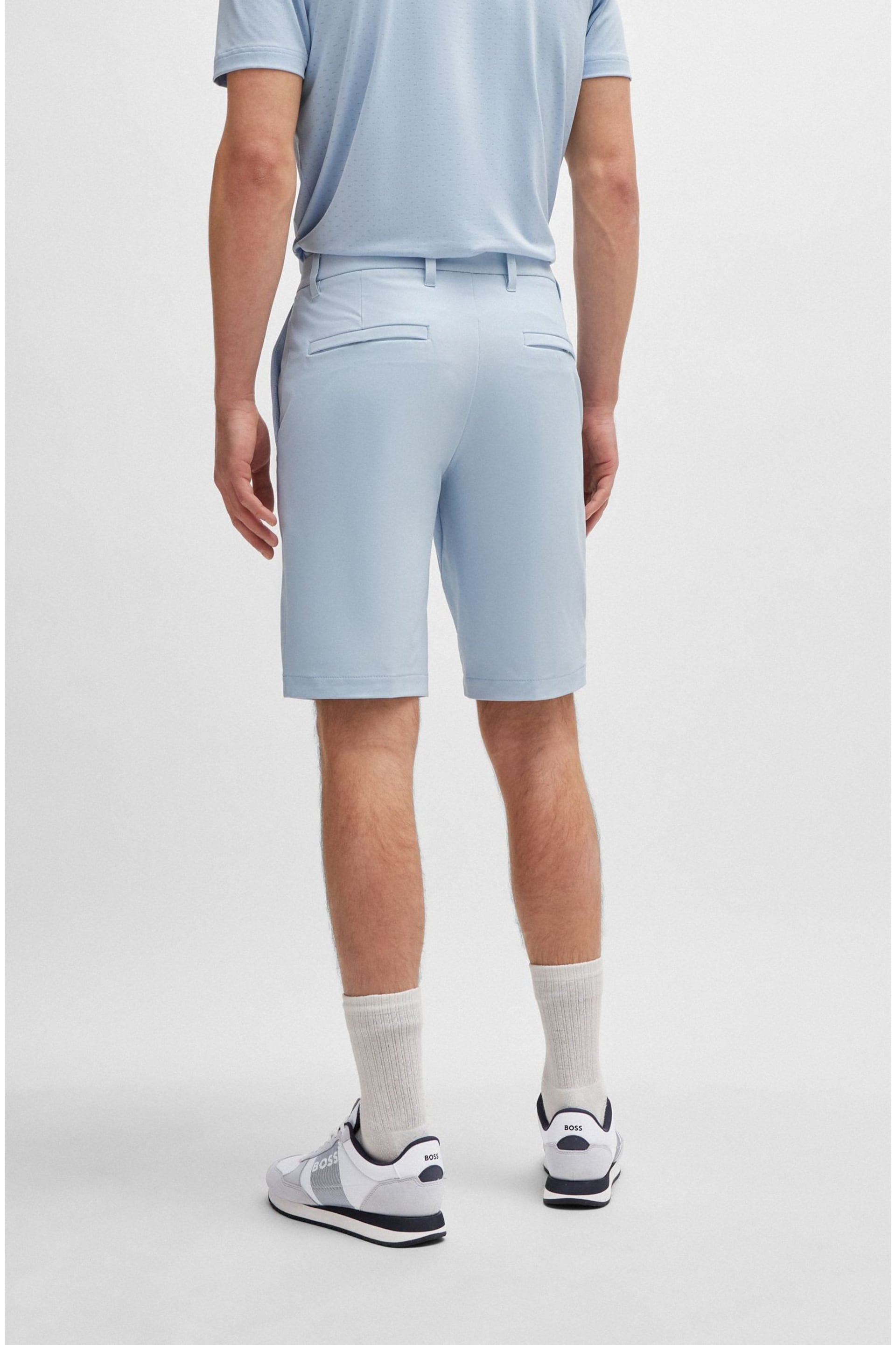 BOSS Light Blue Slim-Fit Shorts in Water-Repellent Easy-Iron Fabric - Image 2 of 5