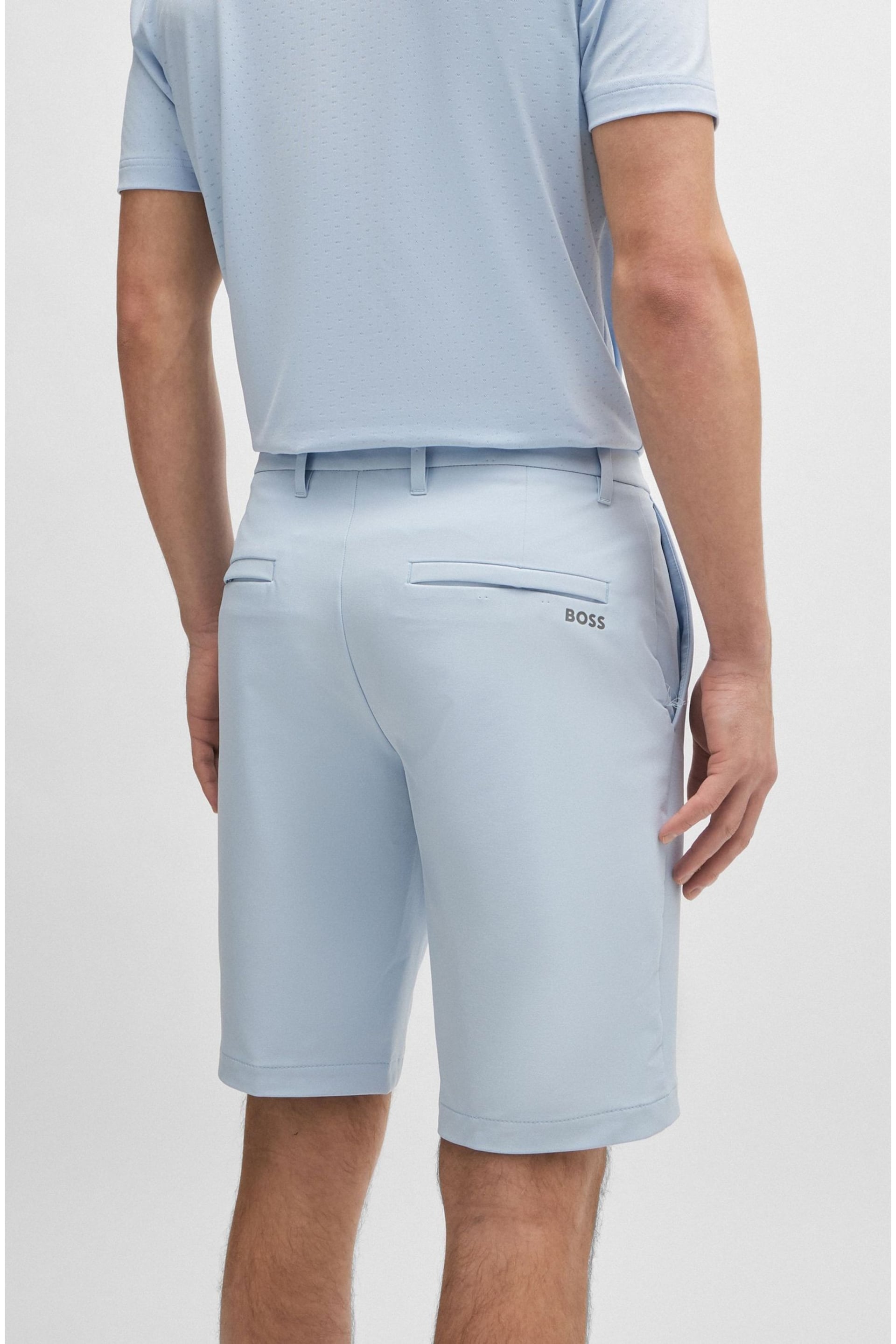 BOSS Light Blue Slim-Fit Shorts in Water-Repellent Easy-Iron Fabric - Image 4 of 5