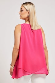 Yours Curve Pink London Layered Sleeveless Blouse - Image 3 of 5