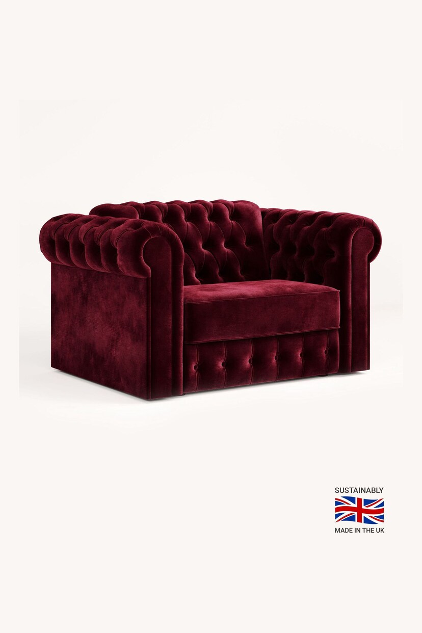 Jay-Be Luxe Velvet Shiraz Red Chesterfield Snuggle Sofa Bed - Image 2 of 6
