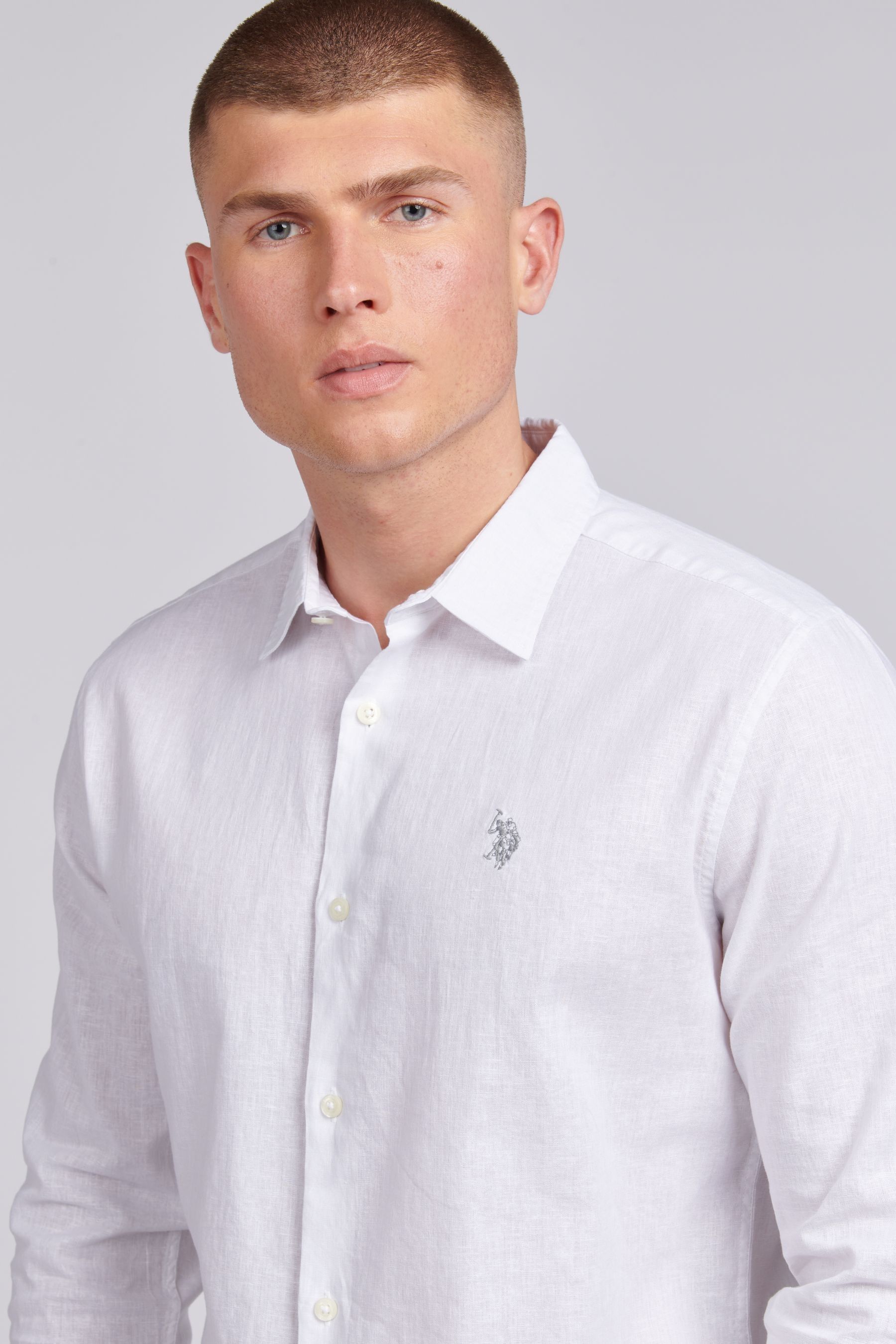 Uspa white linen shirt on sale