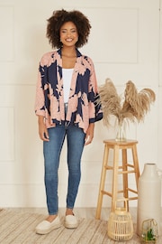 Mela Blue Curve Blossom Print Kimono - Image 2 of 4