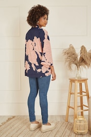 Mela Blue Curve Blossom Print Kimono - Image 3 of 4