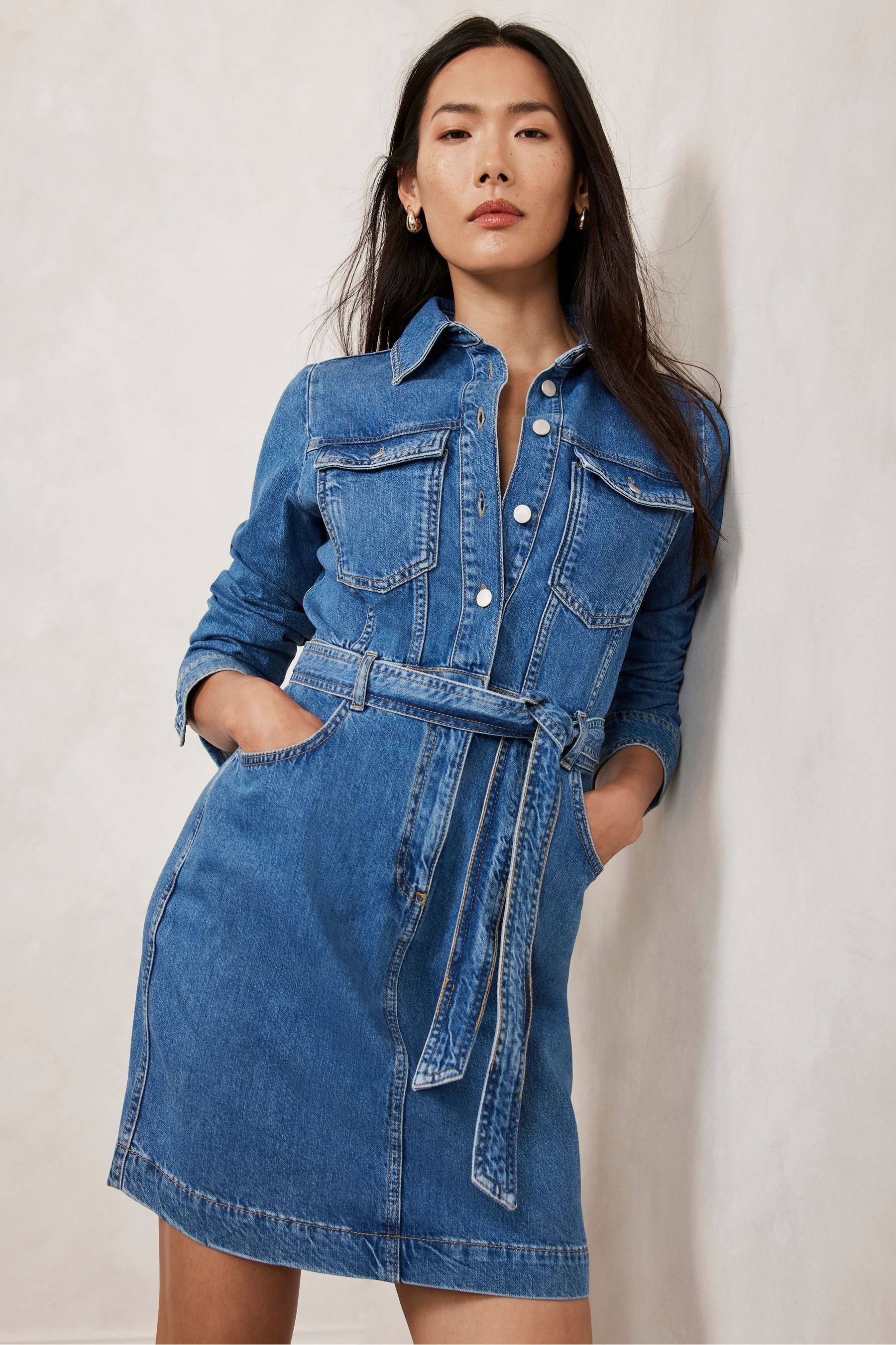 Buy Mint Velvet Blue 100 Cotton Denim Mini Shirt Dress from Next Luxembourg