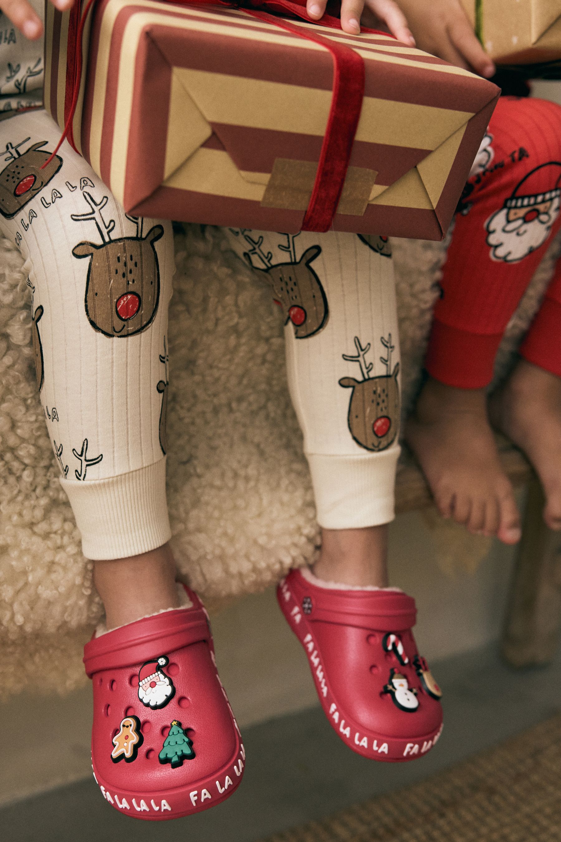 Red christmas slippers sales