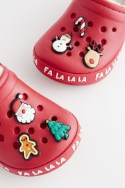 Red Christmas Lined Clog Slippers - Image 3 of 5