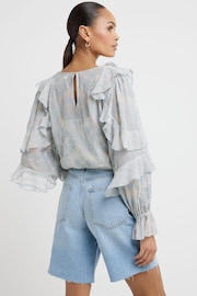 River Island Light Blue Broderie Frill Blouse - Image 2 of 6