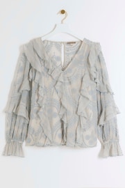 River Island Light Blue Broderie Frill Blouse - Image 5 of 6