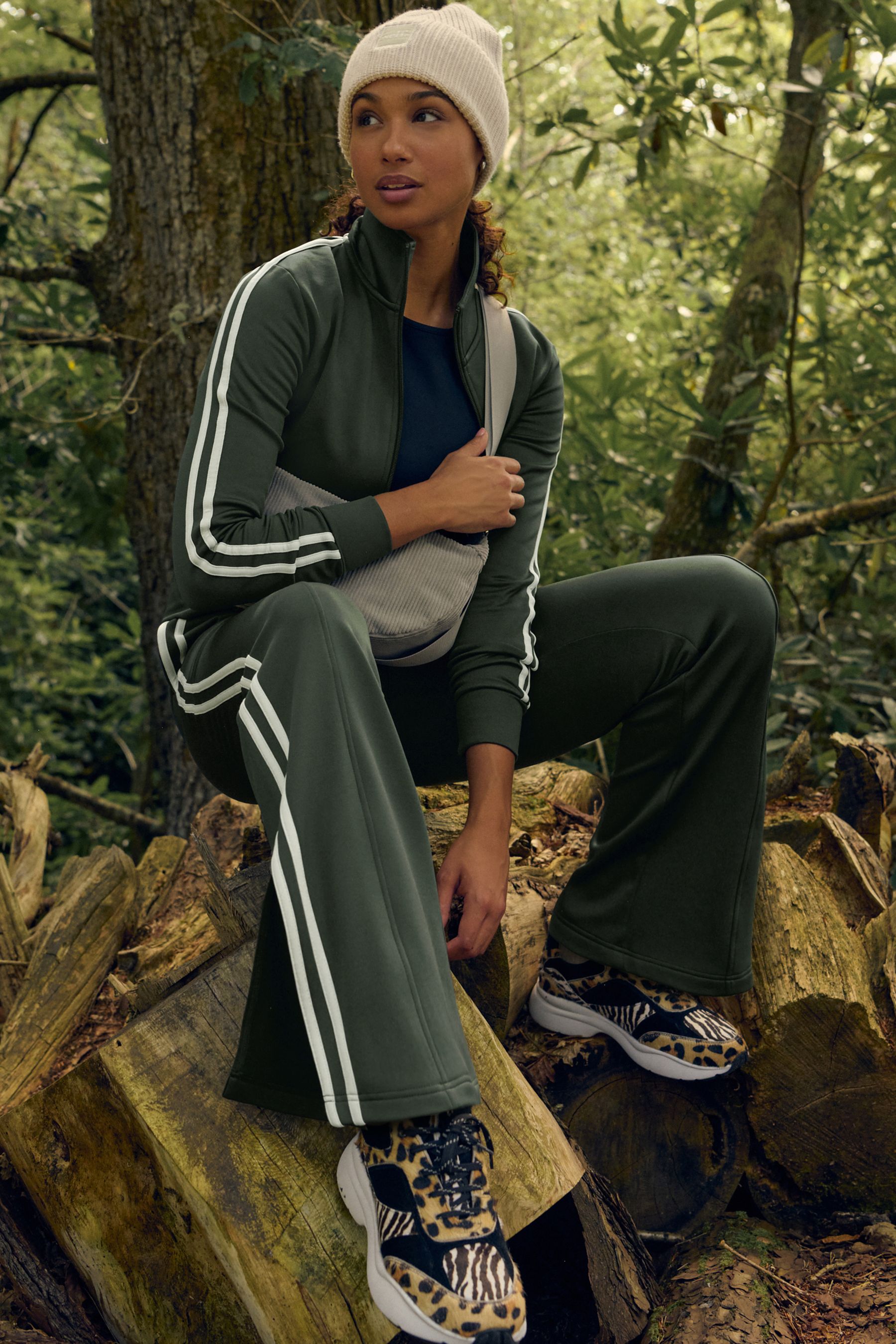 Buy Khaki Green Active Retro Joggers from Next Finland