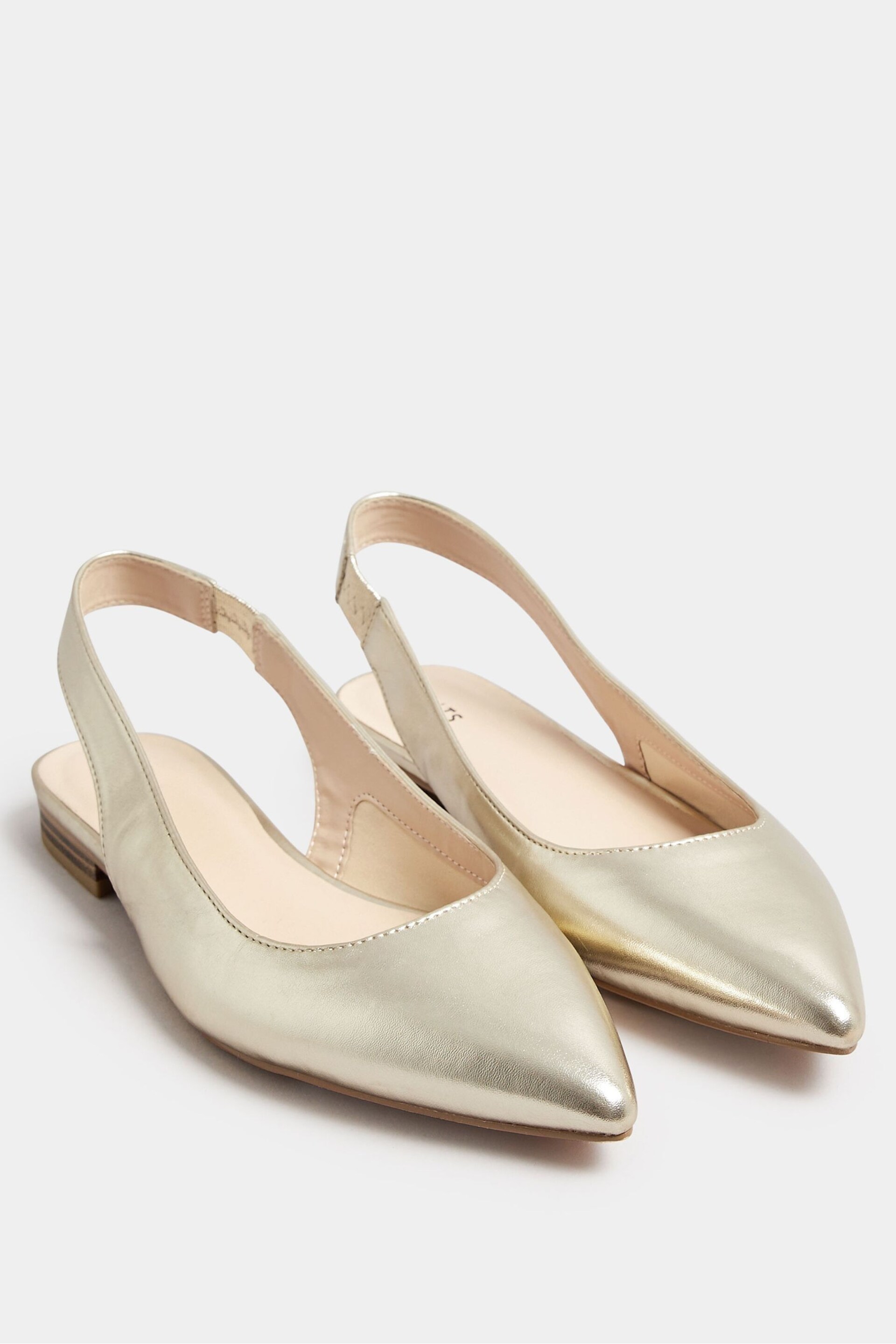 Long Tall Sally Gold Flat Point Slingback Shoes - Image 3 of 5