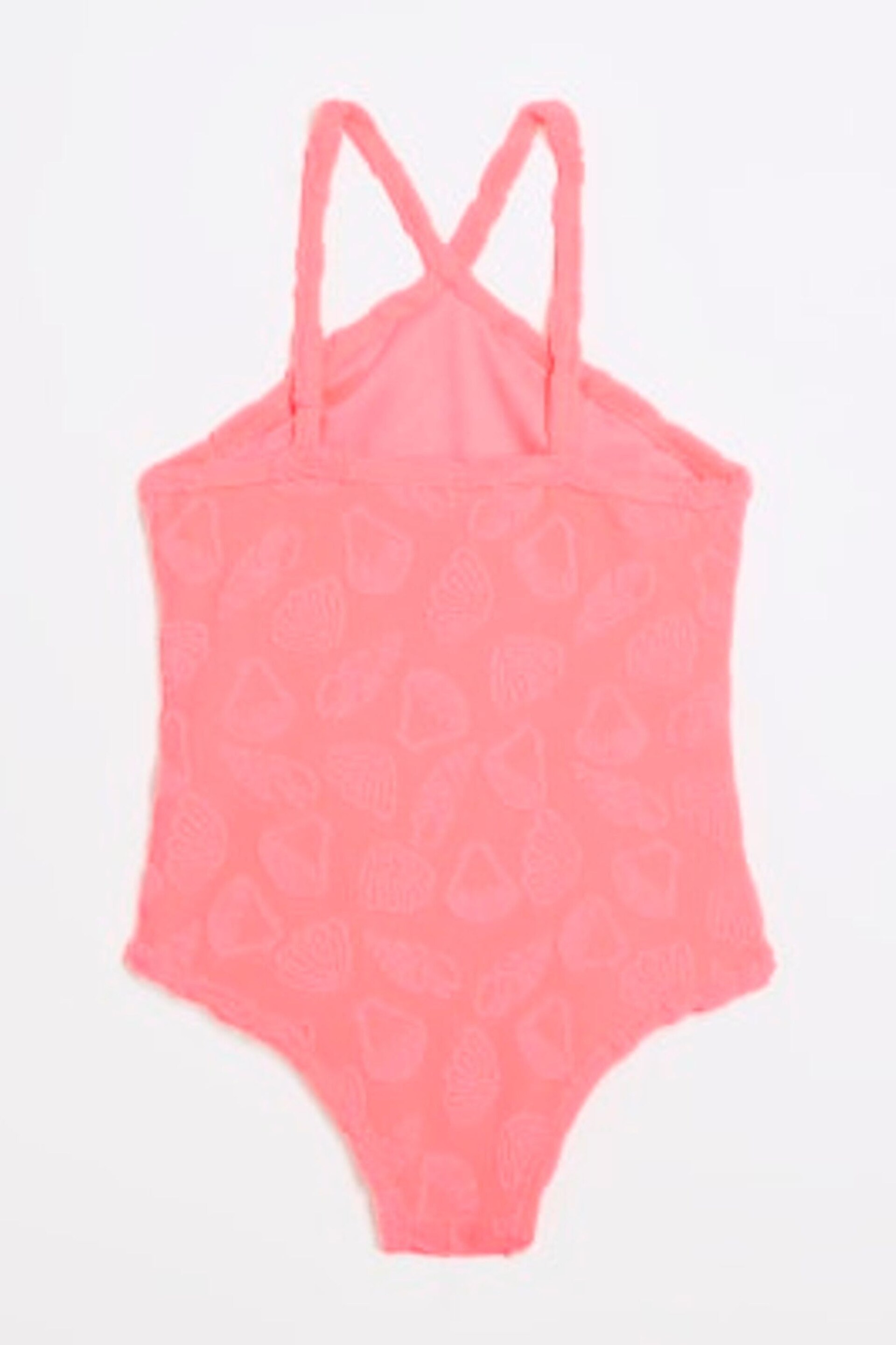 River Island Pink Girls Towelling Halter Swimsuit - Image 2 of 4