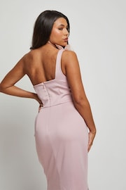 Chi Chi London Pink One Shoulder Organza Bodycon Midi Dress - Image 4 of 4