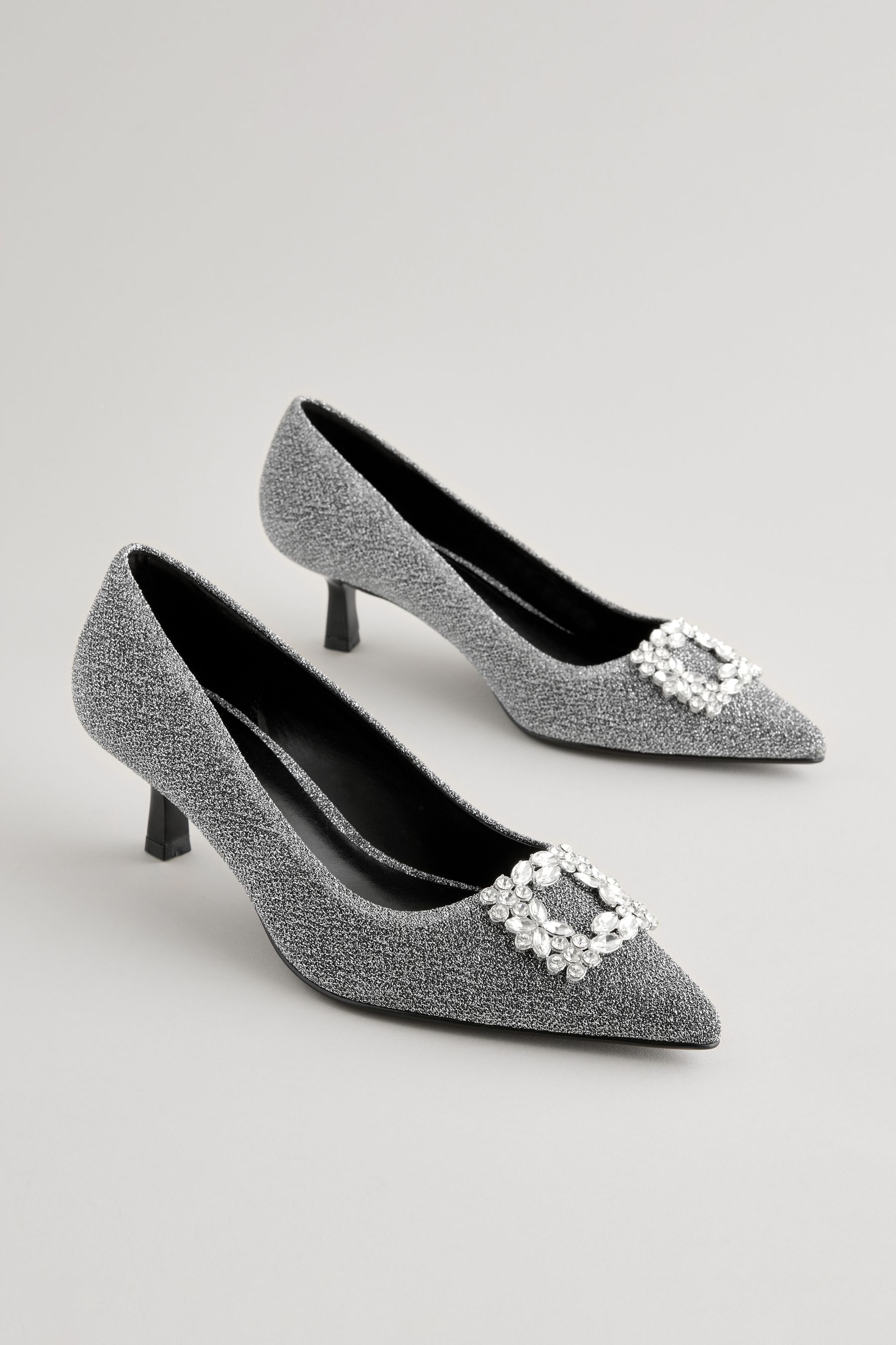 Buy Silver Forever Comfort Jewel Kitten Heels from Next Luxembourg