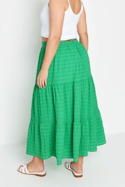 Yours Curve Green Tiered Check Midi Skirt - Image 4 of 6