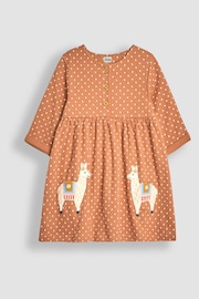 JoJo Maman Bébé Brown Llama Appliqué Button Front Dress - Image 1 of 3