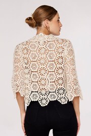 Apricot Cream Crochet Geo 3/4 Sleeve Shirt - Image 4 of 5