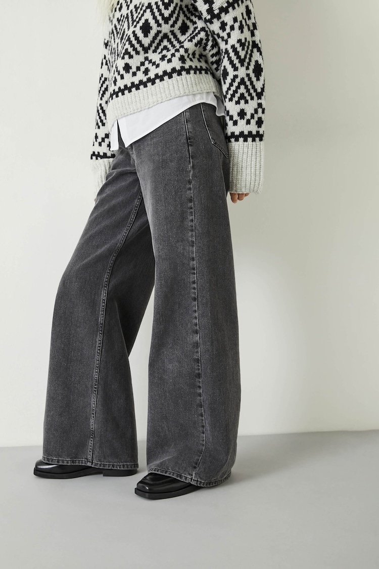 Hush Grey Abi Wide Leg 100% Cotton Jeans - Image 1 of 5