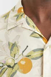JACK & JONES White Printed Revere Collar Short Sleeve Summer Shirt - Image 4 of 6