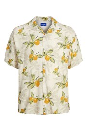 JACK & JONES White Printed Revere Collar Short Sleeve Summer Shirt - Image 6 of 6