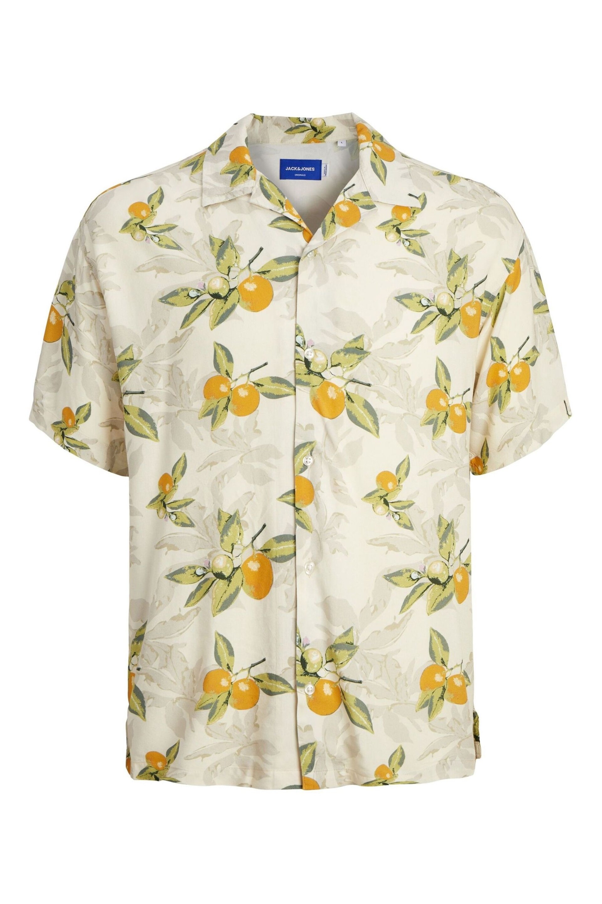 JACK & JONES White Printed Revere Collar Short Sleeve Summer Shirt - Image 6 of 6
